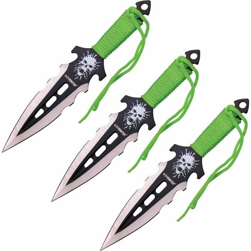 Z Hunter Black Green Cord Throwing Knife, Set of 3